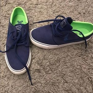 blue & green nike janoskis